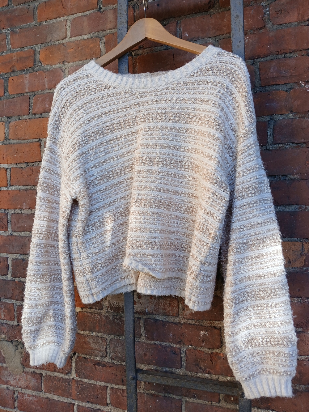 Cream Textured Knit Women's Sweater